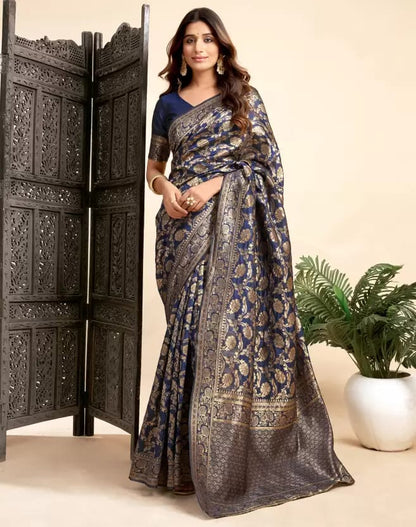 Soft Lichi Silk Saree with Rich Zari Banarasi Work