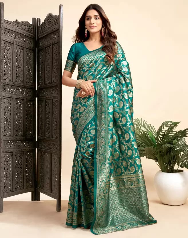 Soft Lichi Silk Saree with Rich Banarasi Zari Work