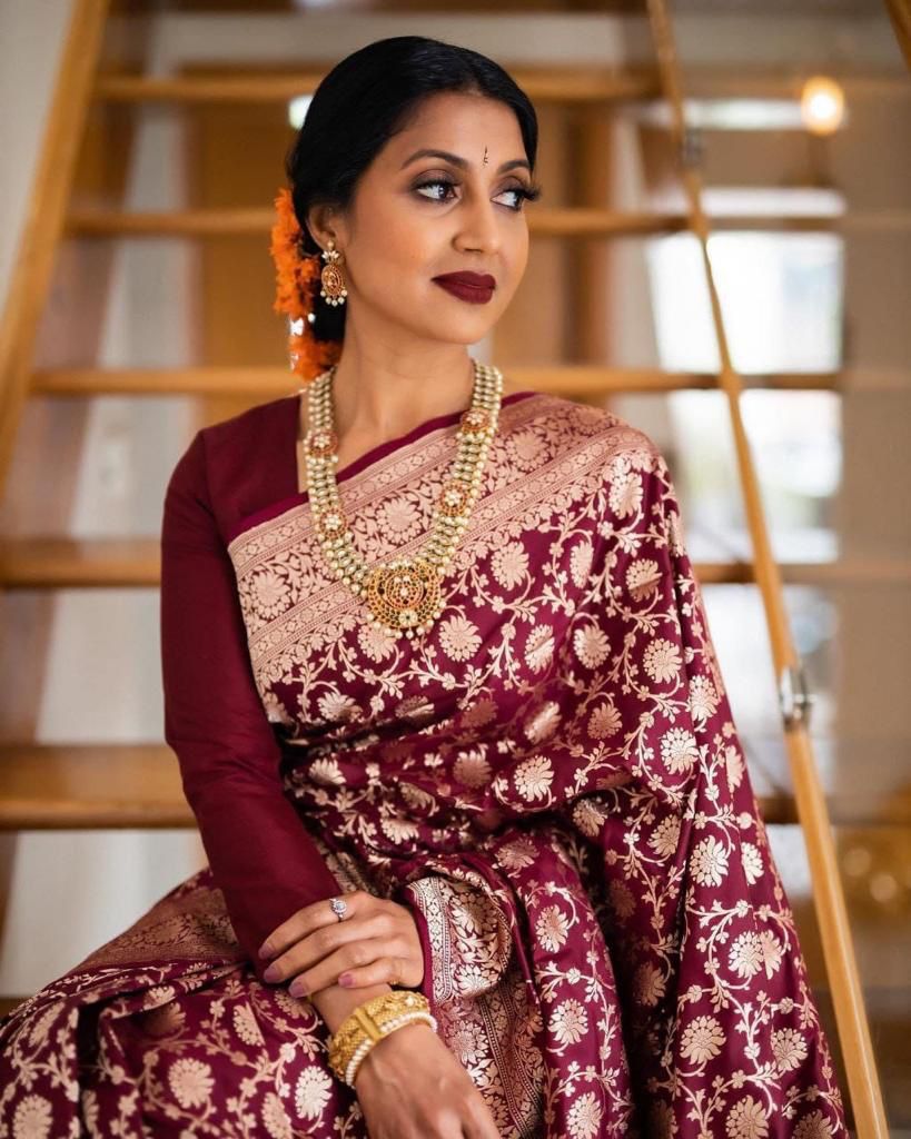 Soft Lichi Silk Saree with Heavy All-Over Zari Work