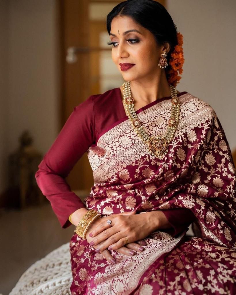 Soft Lichi Silk Saree with Heavy All-Over Zari Work