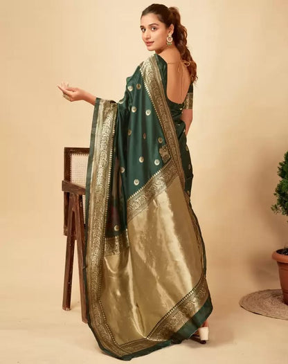 Green Soft Lichi Zari Saree