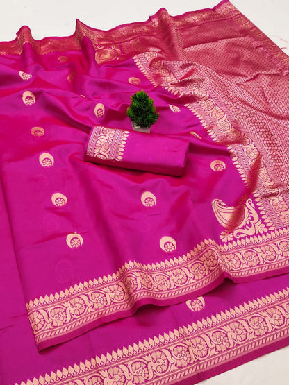 Pink Soft Lichi Zari Saree