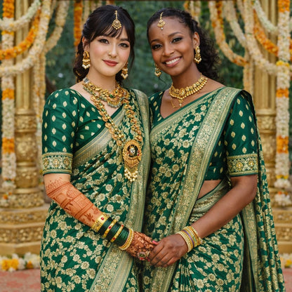 Green Soft Lichi Zari Saree