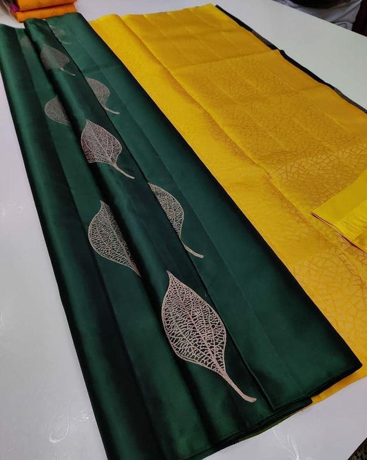 Green Mustard Soft Lichi Saree