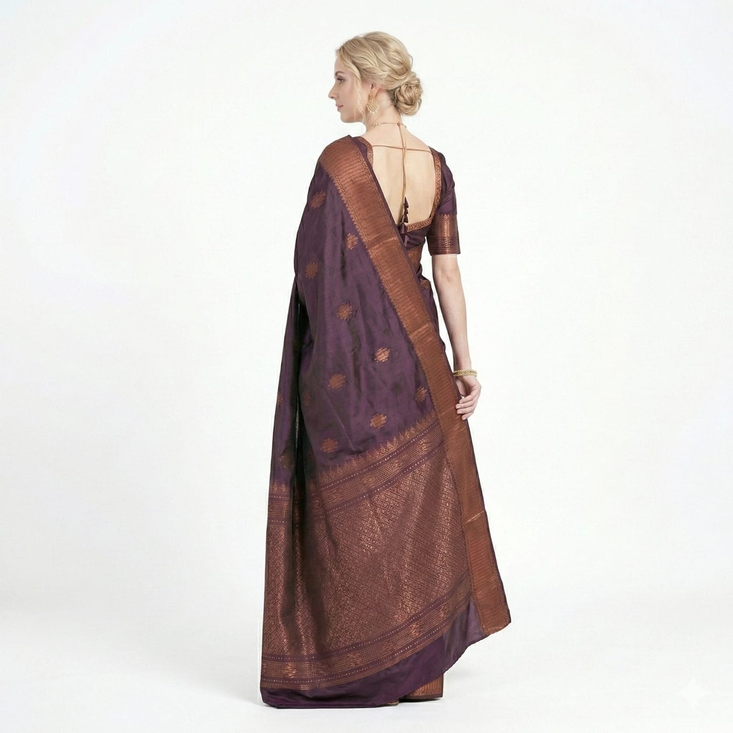 Soft Lichi Silk Wine Purple Premium Border Saree