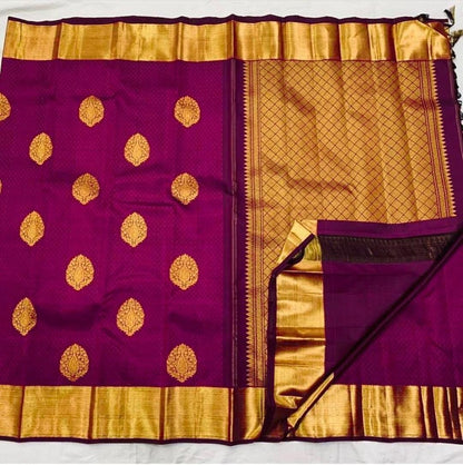 Soft Lichi Silk Purple Zari Border Saree