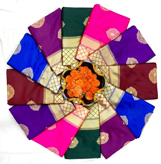 Soft Lichi Silk Blue Zari Border Saree