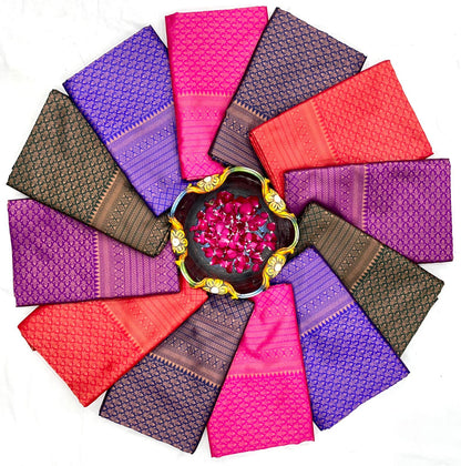 Soft Lichi Silk Copper Brown Jacquard Border Saree