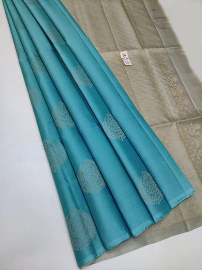Sky Blue Gold Woven Sareeoree