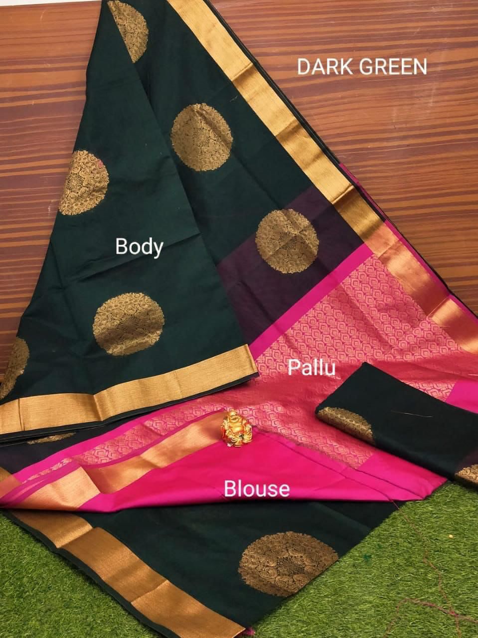 Dark Green Zari Woven Silk Saree