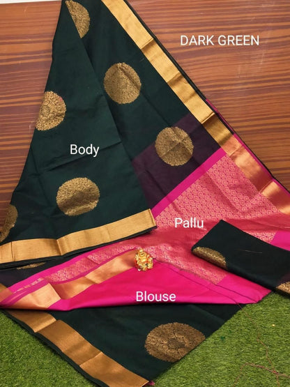 Dark Green Zari Woven Silk Saree