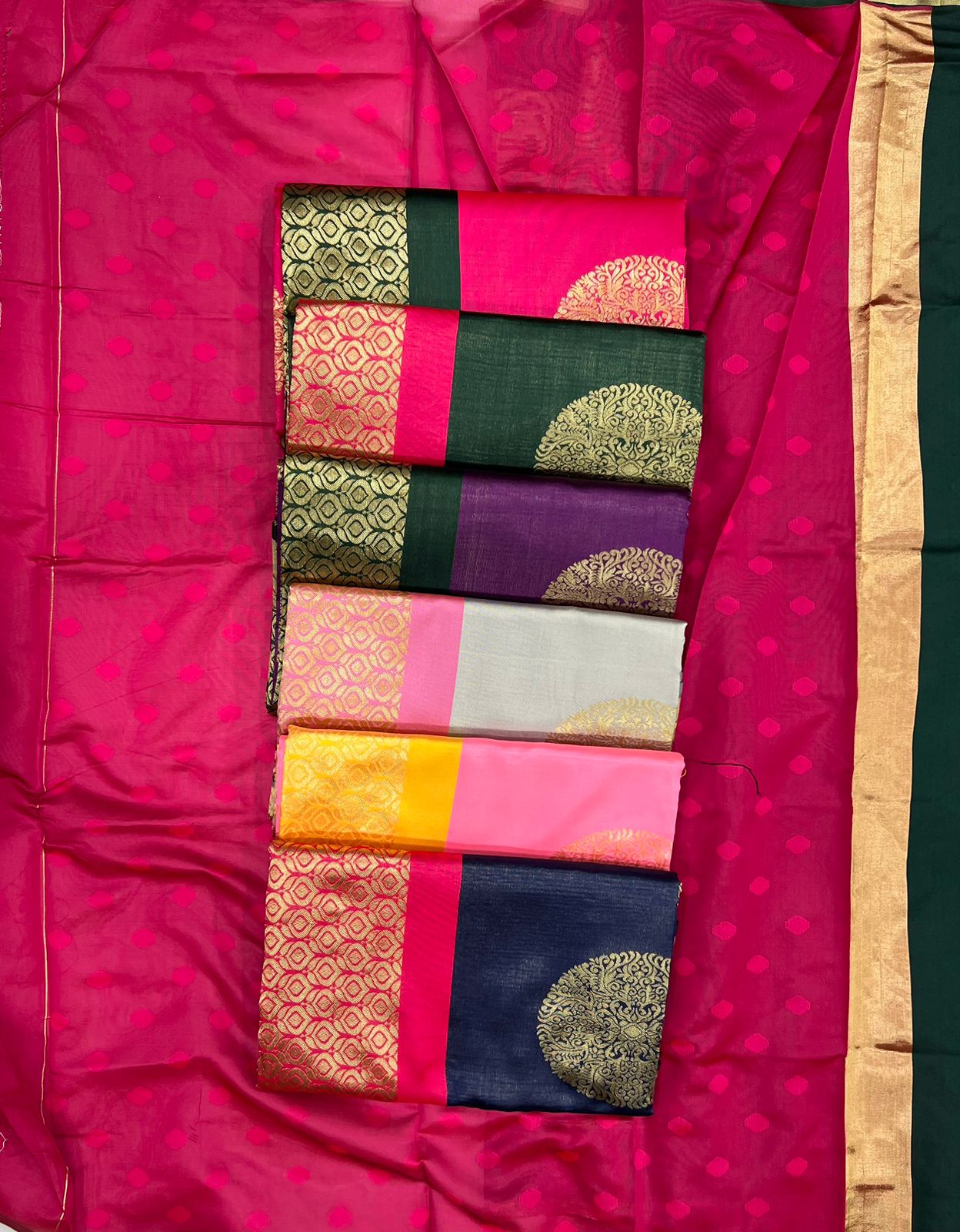 Purple Green Gold Zari Woven Festive Saree