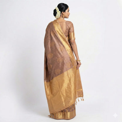 Golden Brown Silk Saree
