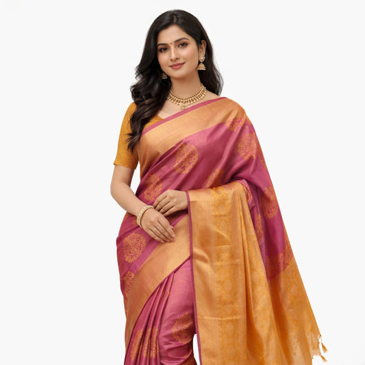 Pink & Gold Banarasi Style Saree