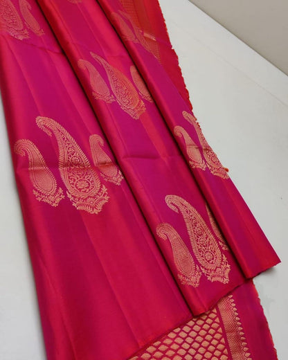 Rani Pink Zari Work Saree
