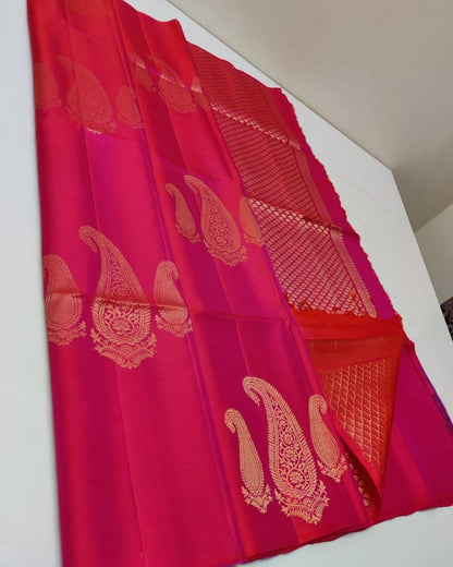 Rani Pink Zari Work Saree
