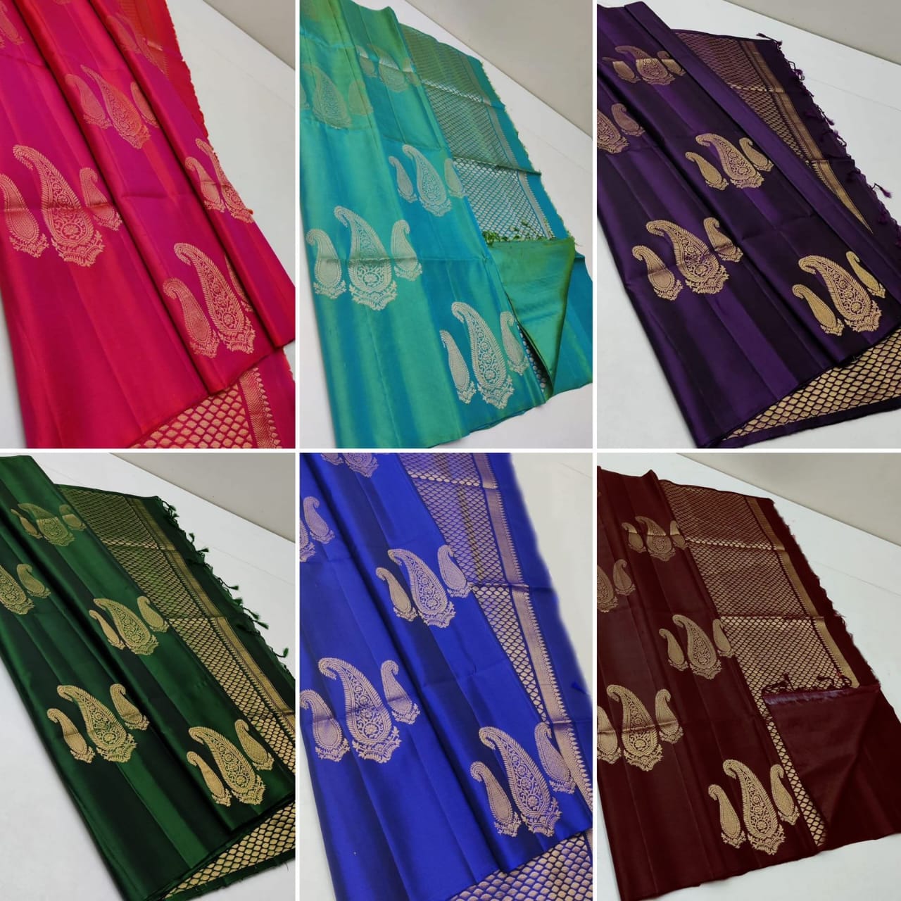 Dark Green Zari Paisley Saree