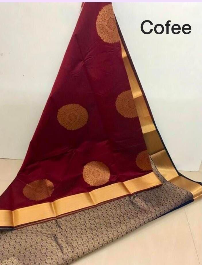 Chocolate Brown Gold Woven Saree
