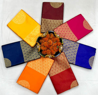 Royal Blue Gold Woven Saree