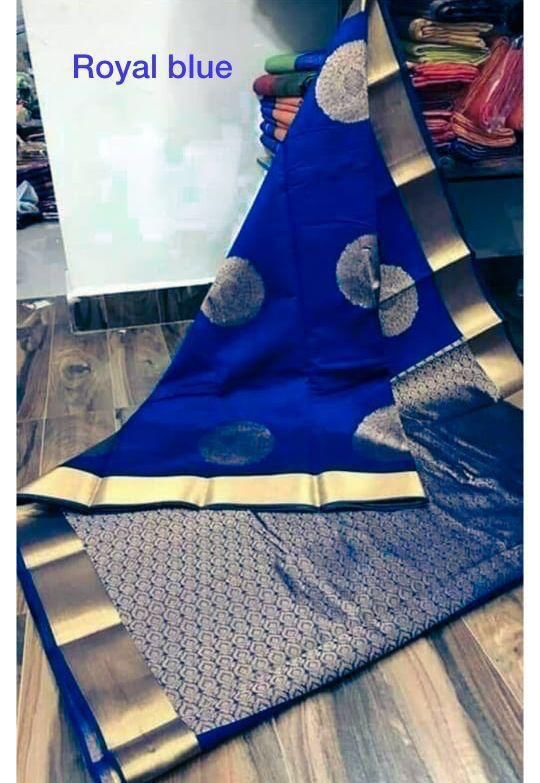 Royal Blue Gold Woven Saree