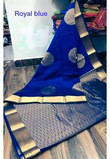 Royal Blue Gold Woven Saree