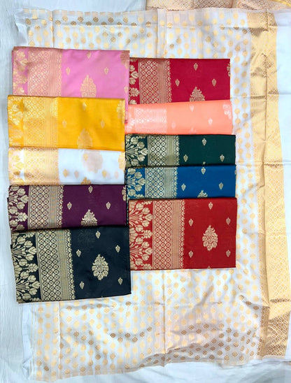 Soft Lichi Mustard Yellow Zari Butti Festival Saree