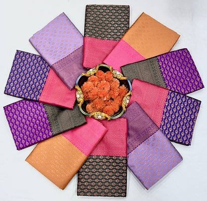 Soft Lichi Purple Mustard Jacquard Zari Border Saree