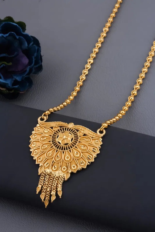Traditional Gold plated Ki Mala Design With Moti Chen Ladi Long Mangalsutra