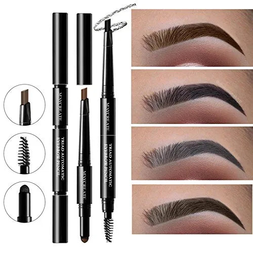 In 1 Eye Brows Set For Women | Waterproof Brow Pencil + Powder + Brush | Black & Brown Eyebrow Kit Makeup