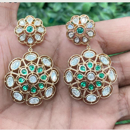 Amoliya Jewels Traditional Elegance Polki Kundan Dangler Earrings