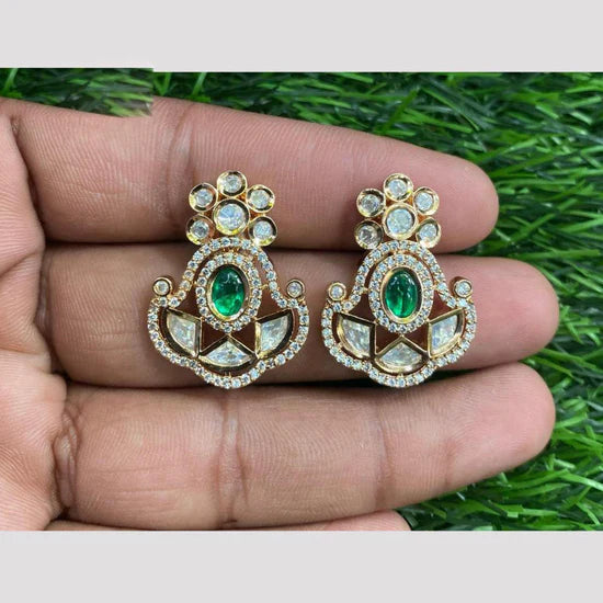Amoliya Jewels Royal Polki Kundan And Austrian Stone Drop Earrings