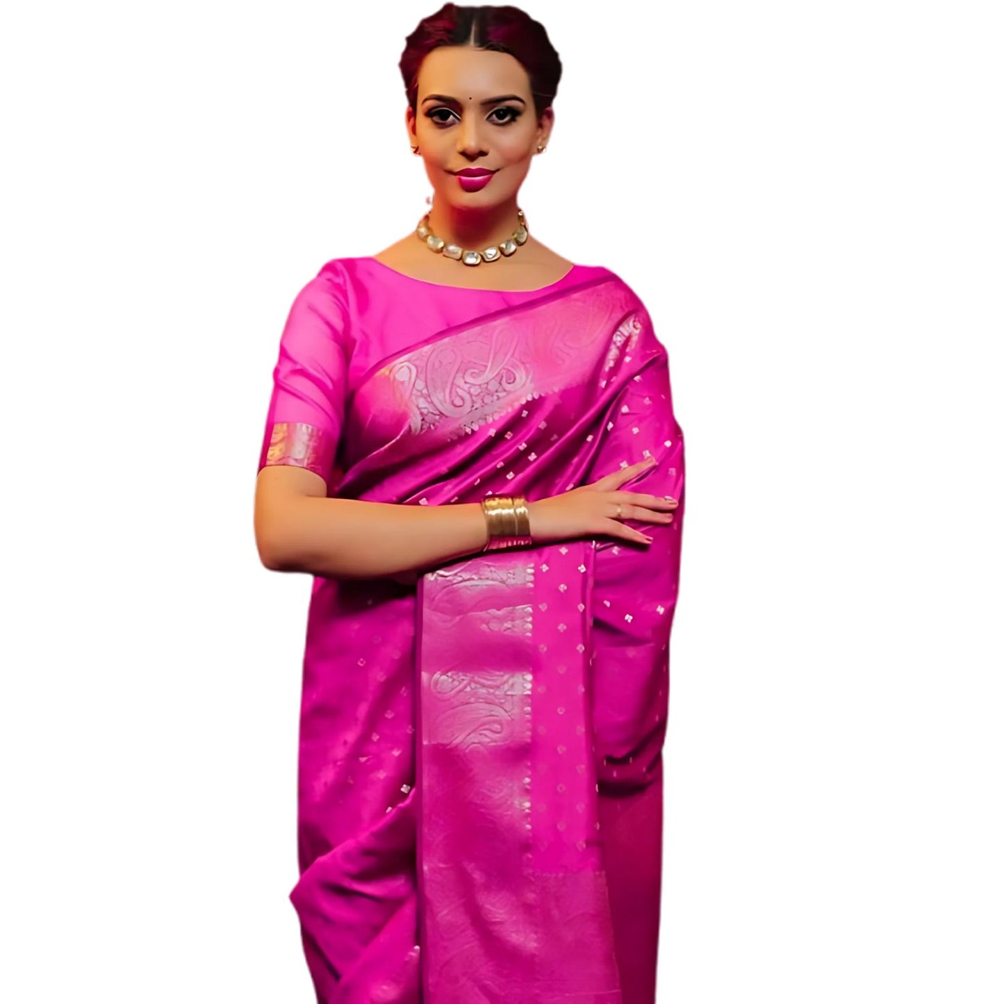 Pink Soft Lichi Jacquard Saree