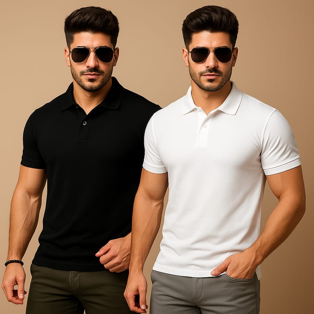 Mark Polo Premium T-Shirt Combo – Black & White (Dual Pack)