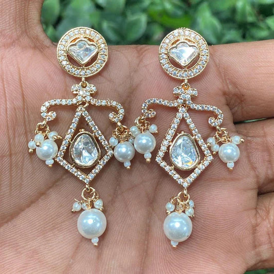 Amoliya Jewels Timeless Radiance Polki Kundan And Pearl Dangler Earrings