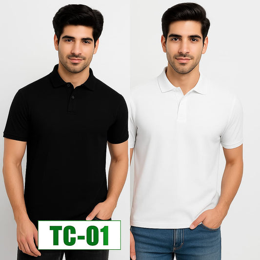 Titan Premium Polo T-Shirt Combo TC-01 (Black + White) – Pack of 2