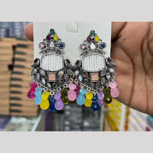 Manisha Jewellery Oxidised Dangler Earrings Fusion Of Mirror Art And Bead Elegance