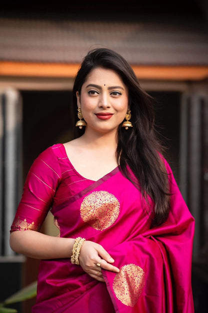 Pink Soft Lichi Jacquard Saree
