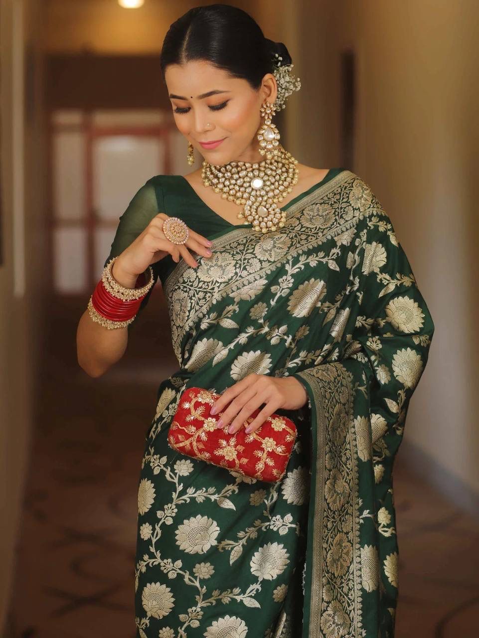 Soft Lichi Green Jacquard Saree
