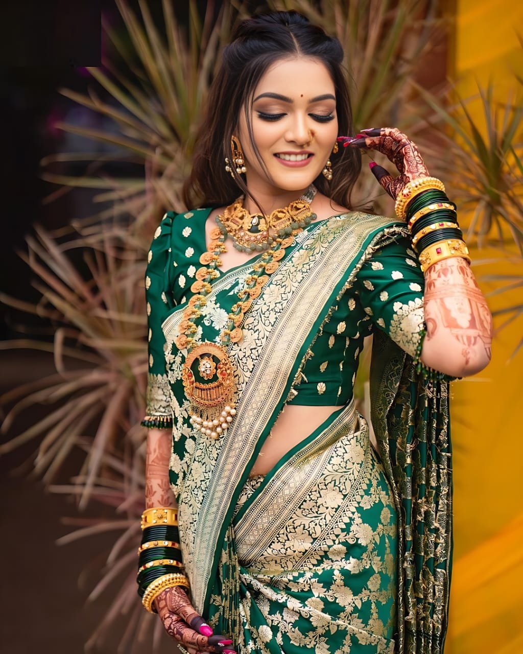 Premium Green Soft Lichi Silk Zari Saree