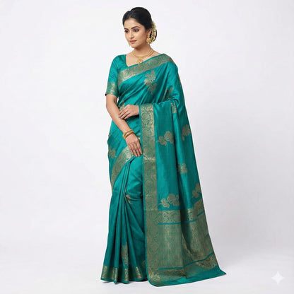 Emerald Green Woven Saree