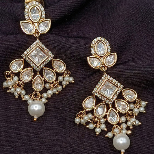 Amoliya Jewels Timeless Radiance Polki Kundan And Pearl Dangler Earrings