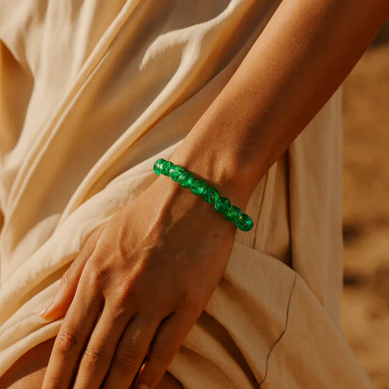 Urthn Crystal Crackle Glass Beads Stretch Bracelet