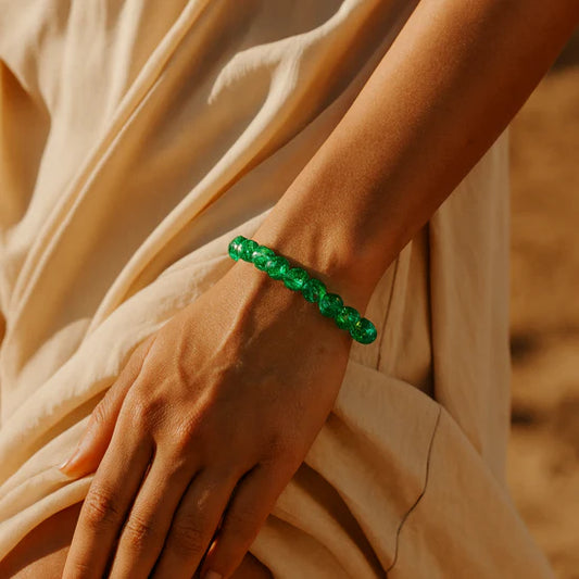 Urthn Crystal Crackle Glass Beads Stretch Bracelet