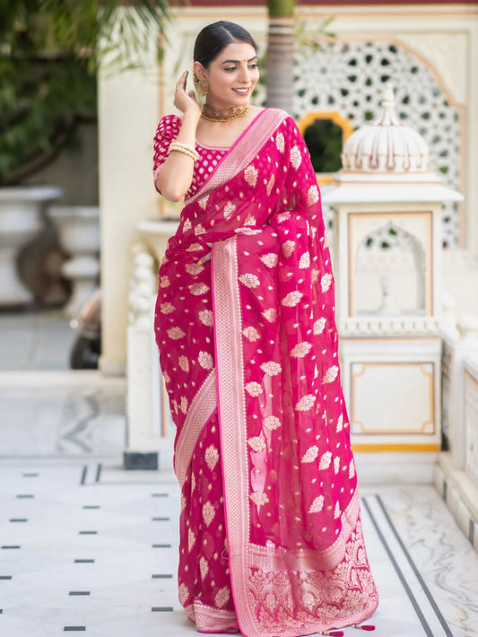“Soft Lichi Wedding Zari Saree”