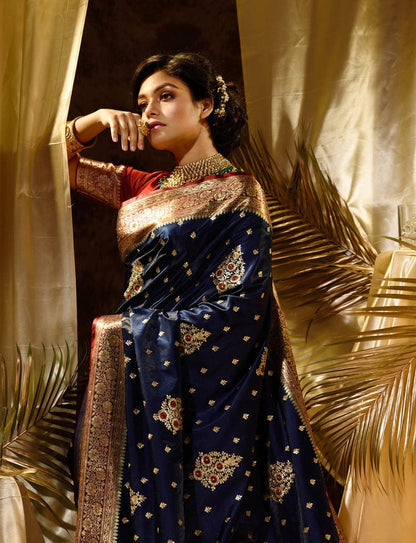 Elegant Lichi Silk Zari Work Festive Saree