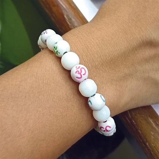 Urthn OM White Beads Bracelet