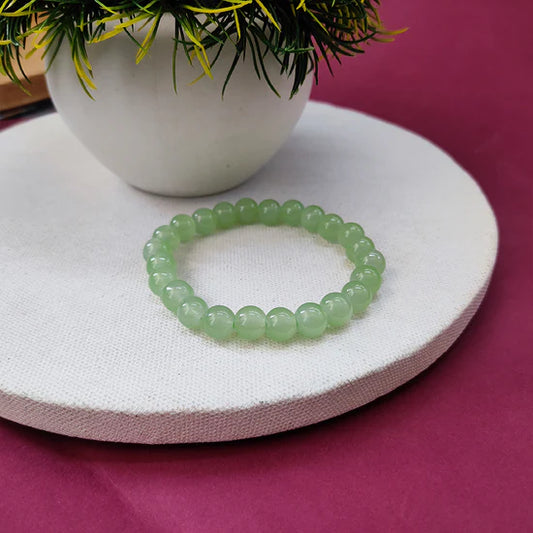 Urthn Light Green Beads Bracelet with Evil Eye
