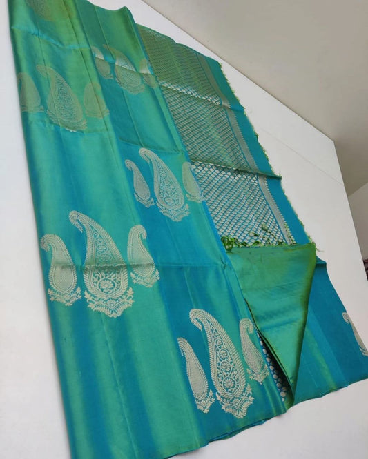 Sea Green Zari Paisley Saree