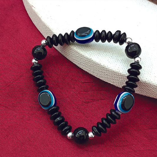 Urthn Black Glass Evil Eye Beads Bracelet