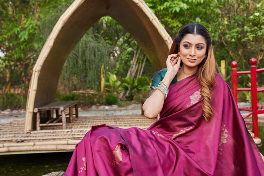 Premium Wine Purple Lichi Silk Saree